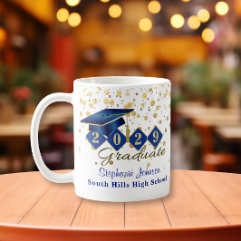 Personlig Studenten Blue & Guld Kaffemugg