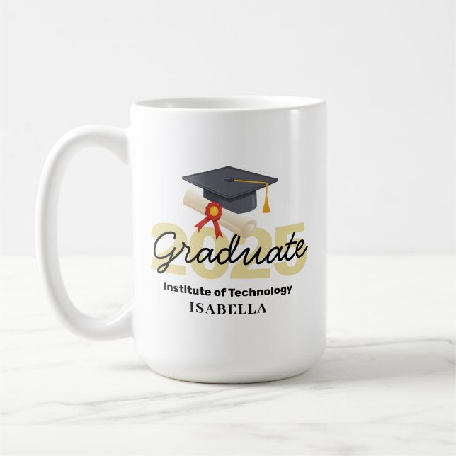 Personlig Studenten Gift - klass 2025 Kaffemugg (Vänster)