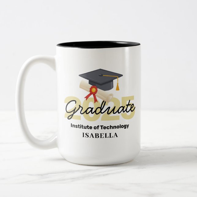 Personlig Studenten Gift - klass 2025 Två-Tonad Mugg (Vänster)
