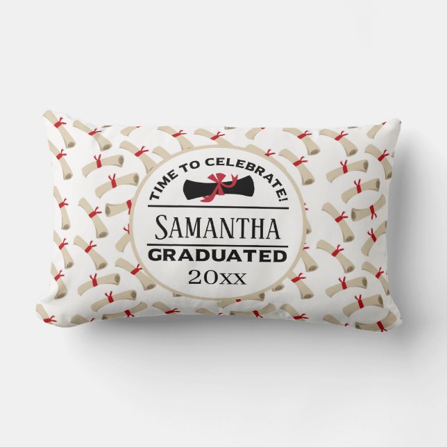 Personlig Studenten Gift | Tid att fira Lumbarkudde (Framsida)