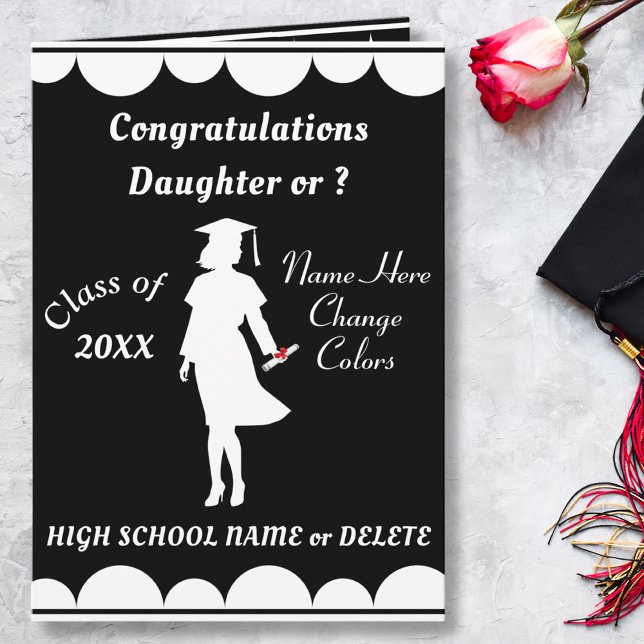 Personlig Studenten-kort för dotter eller Kort (Graduation Card to Daughter. Graduation Card for Granddaughter. Graduation Card for Niece and Her.)