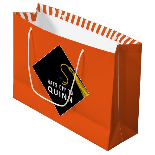 Personlig Studenten Orange Stor Gift Bag (Framsidan Vinklad)