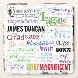 Personlig Studenten Ord Art Underlägg Papper Kvadrat