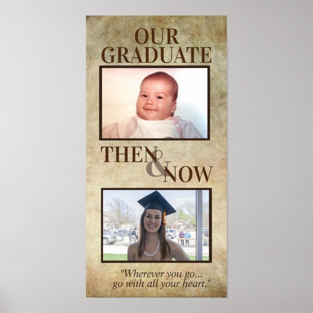 Personlig Studenten presenterar sedan och nu foto Poster (Framsidan)