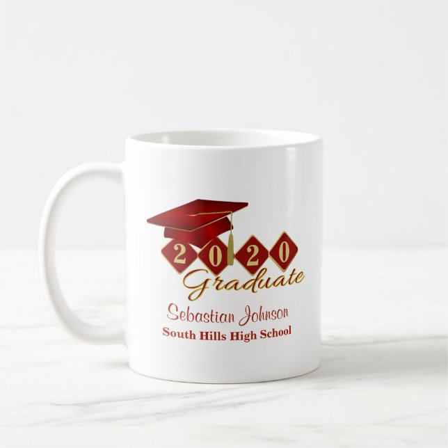Personlig Studenten Red & Guld 20XX Kaffemugg (Vänster)