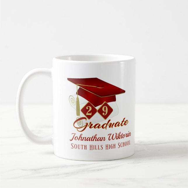 Personlig Studenten Red & Guld 20XX Kaffemugg (Vänster)