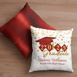 Personlig Studenten Red & Guld Confetti Kudde