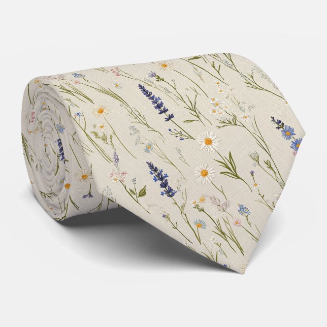 Personlig stugbröllopsäng med vildblommor slips (Rullad)
