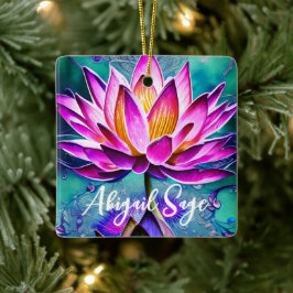 Personlig Stunning Rosa Lotus Flower-jul Julgransprydnad Keramik