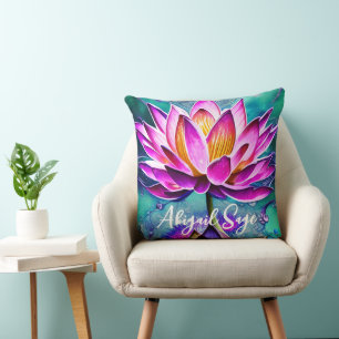 Personlig Stunning Rosa Lotus Flower Porträtt Kudde