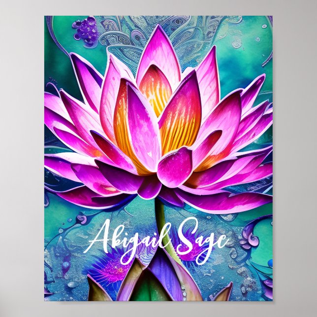 Personlig Stunning Rosa Lotus Flower Porträtt Poster (Framsidan)