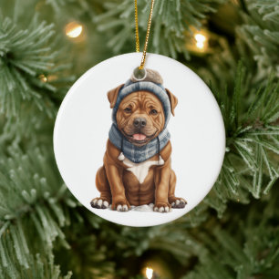 Personlig Stviddshire Hund Julgransprydnad Keramik