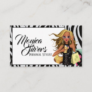 Personlig Stylist Female med Zebra-bakgrund Visitkort