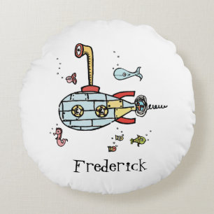 Personlig Submarine Red Back med Spots Rund Kudde