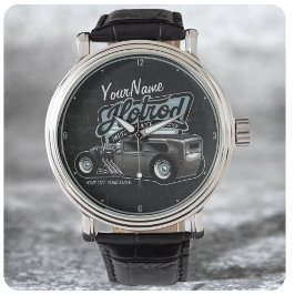Personlig Suede Hot rod Sedan Speed Shop Garage Armbandsur
