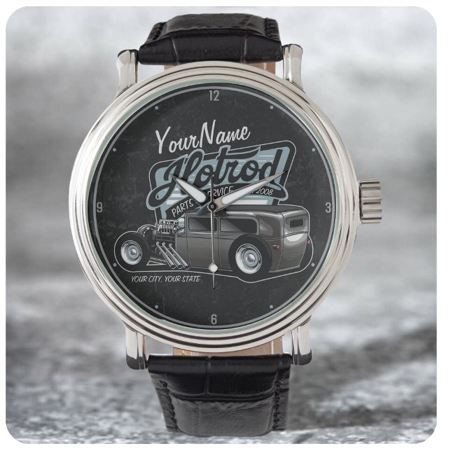 Personlig Suede Hot rod Sedan Speed Shop Garage Armbandsur (Skapare uppladdad)