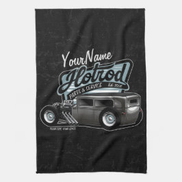 Personlig Suede Hot rod Sedan Speed Shop Garage Kökshandduk