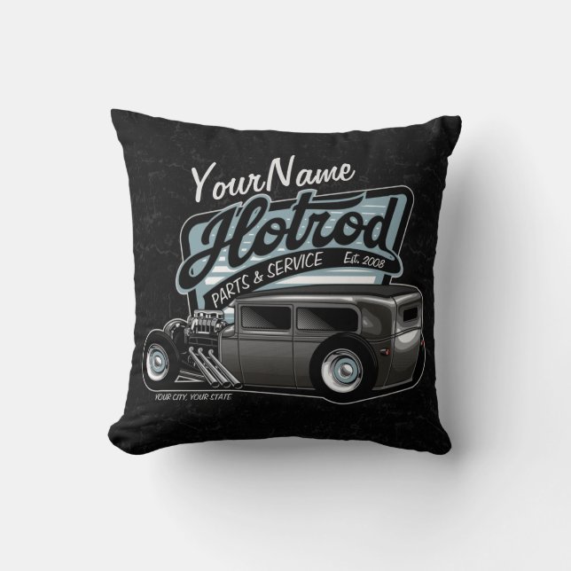 Personlig Suede Hot rod Sedan Speed Shop Garage Kudde (Framsida)