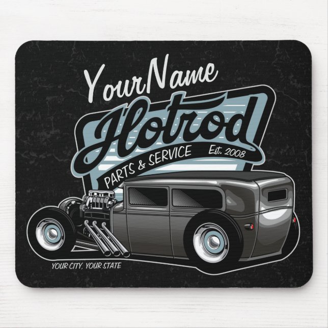 Personlig Suede Hot rod Sedan Speed Shop Garage Musmatta (Framsidan)