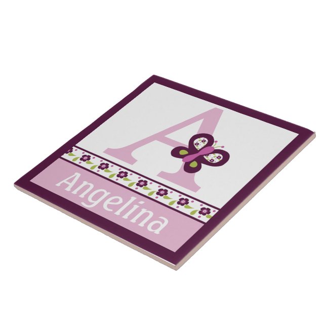 Personlig Sugar Plum Butterfly Brev Namn Tile Kakelplatta (Sidan)