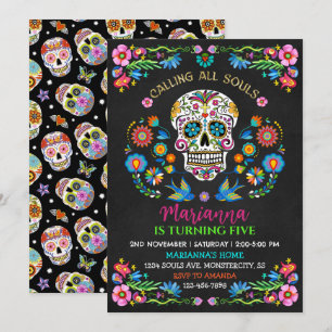 Personlig Sugar Skull Födelsedagsfest inbjudan