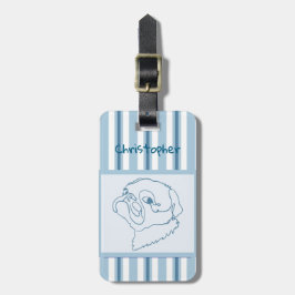 Personlig Summer Bath Pug Line Art Bagagebricka
