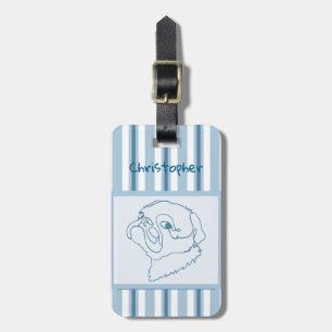 Personlig Summer Bath Pug Line Art Bagagebricka