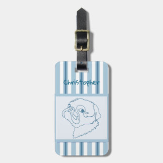 Personlig Summer Bath Pug Line Art Bagagebricka