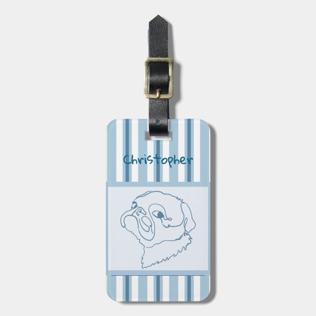 Personlig Summer Bath Pug Line Art Bagagebricka (Vertikal Framsida)