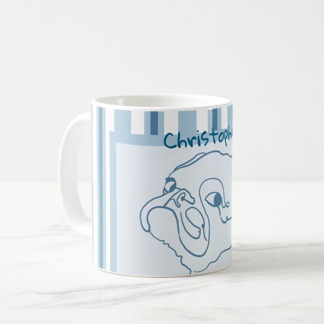 Personlig Summer Bath Pug Line Art Kaffemugg (Framsida vänster)