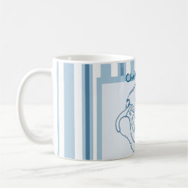 Personlig Summer Bath Pug Line Art Kaffemugg