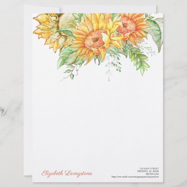 Personlig Sunblommor Stationery Letterhead Brevhuvud (Framsida)
