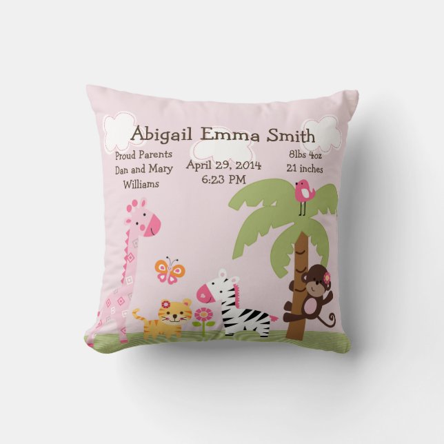 Personlig Sunny Safari/Girl Animals Pillow Kudde (Framsida)