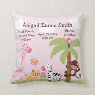 Personlig Sunny Safari/Girl Animals Pillow Kudde