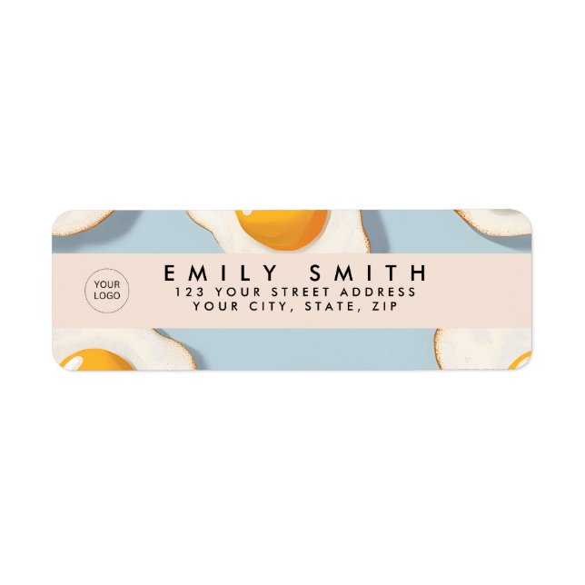Personlig Sunny Side Up Egg Mönster Returadress Etikett (Framsidan)