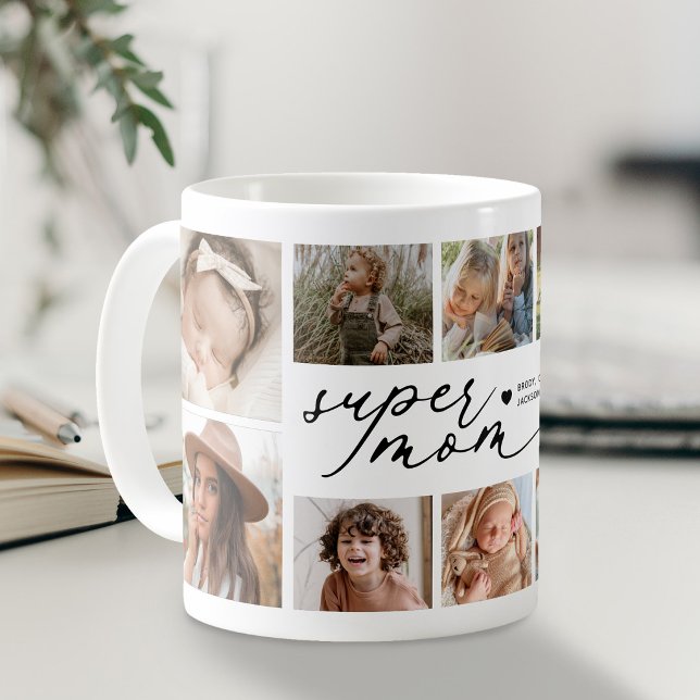 Personlig Super Mamma 10 Foto Collage Kaffemugg (Skapare uppladdad)