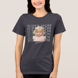 Personlig Super Mamma Foto och Namn T Shirt