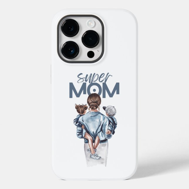 Personlig Super Mamma med Son och Dotter Present (Baksida)