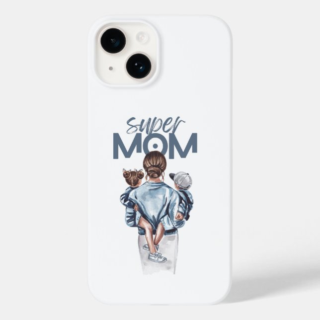 Personlig Super Mamma med Son och Dotter Present (Baksida)