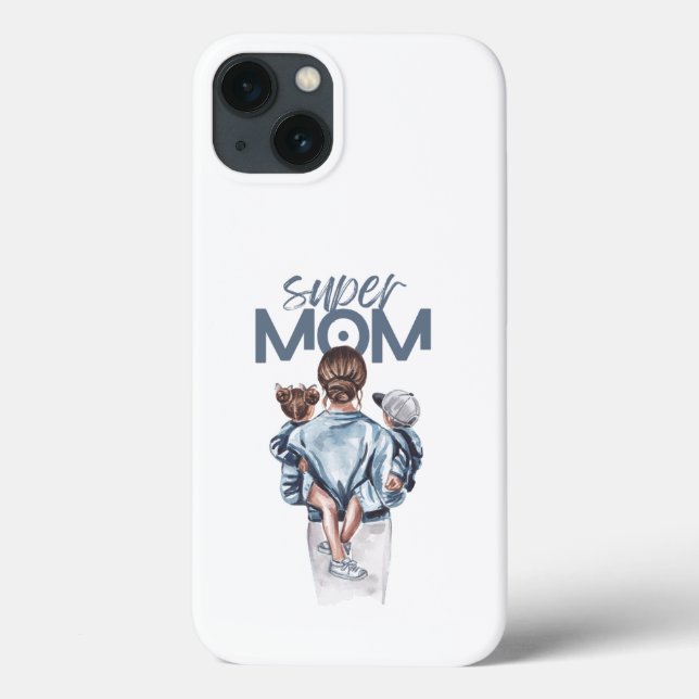 Personlig Super Mamma med Son och Dotter Present (Baksida)