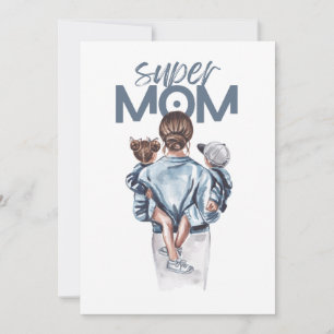 Personlig Super Mamma med Son och Dotter Present