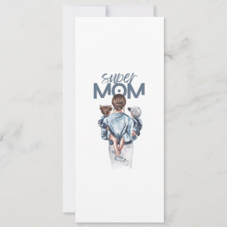 Personlig Super Mamma med Son och Dotter Present  Inbjudningar