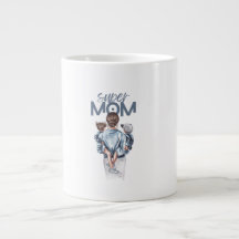 Personlig Super Mamma med Son och Dotter Present