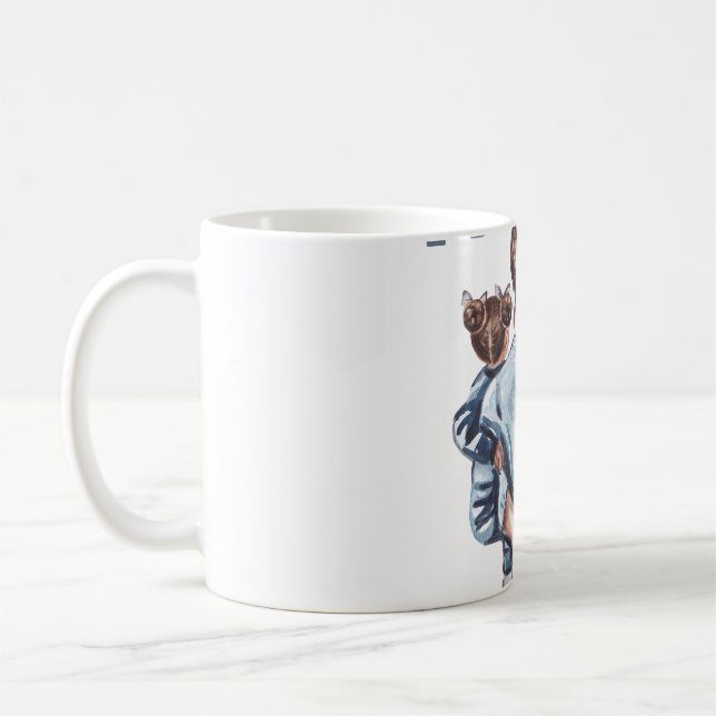 Personlig Super Mamma med Son och Dotter Present Kaffemugg (Vänster)
