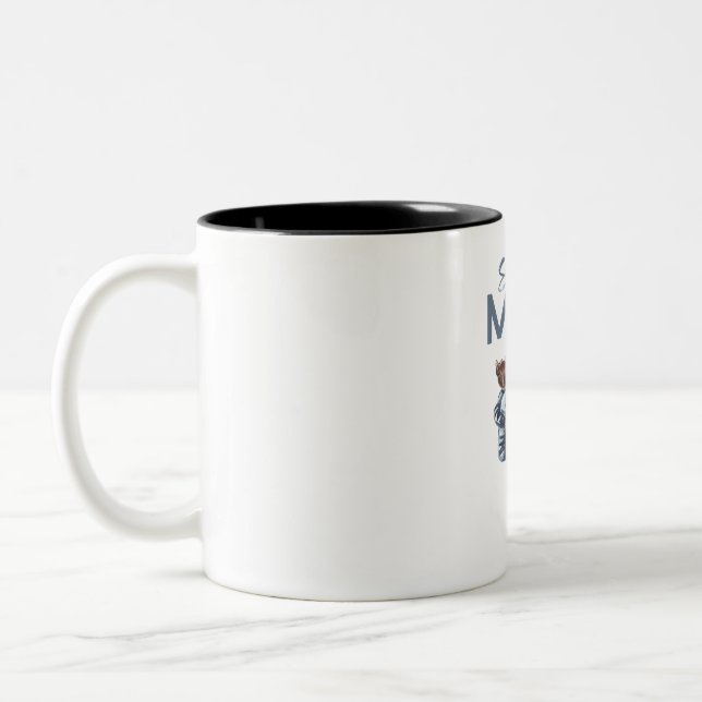 Personlig Super Mamma med Son och Dotter Present Två-Tonad Mugg (Vänster)