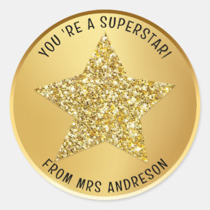 Personlig superstar Teacher Reward Runt Klistermärke