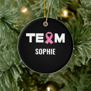 Personlig Support Team Breast Cancer Awareness Julgransprydnad Keramik