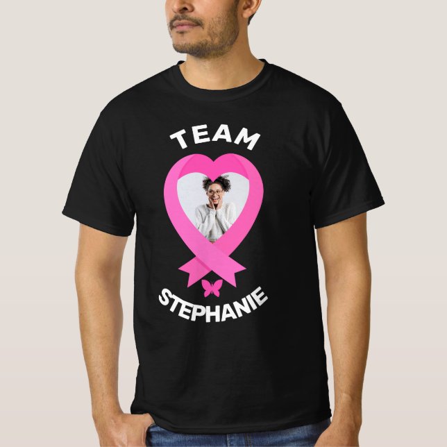 Personlig Support Team Breast Cancer Awareness T Shirt (Framsida)