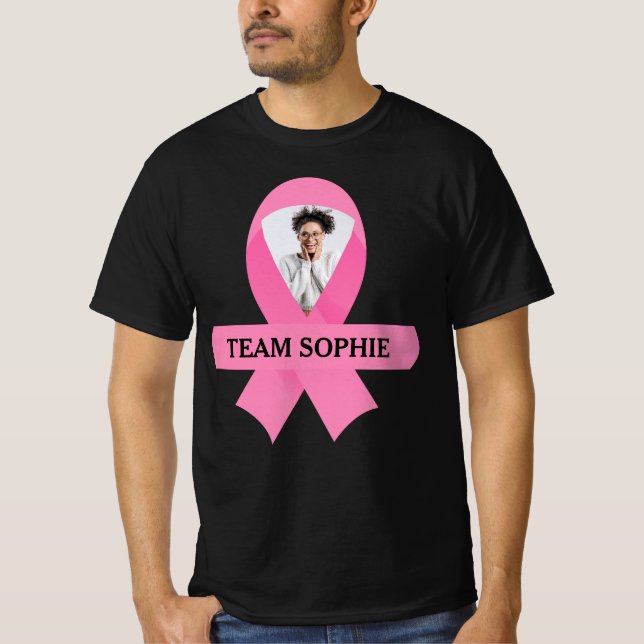 Personlig Support Team Breast Cancer Awareness T Shirt (Framsida)