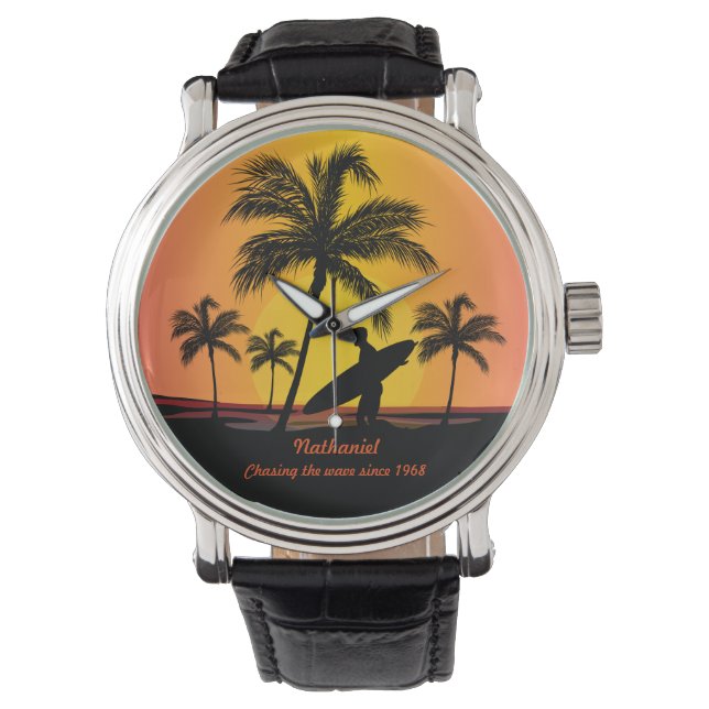 Personlig Surfer vid sunset Birance year Armbandsur (Framsida)